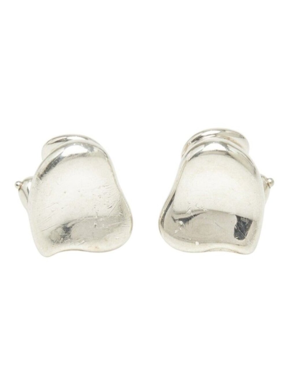 Tiffany & Co Elsa Peretti Full Heart Earrings Ear Clip 925 Sterling Silver